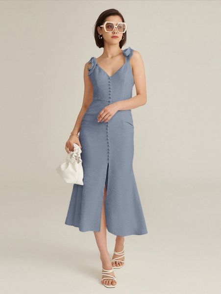 

motf premium tie shoulder mermaid dress c6oe#, Black;gray