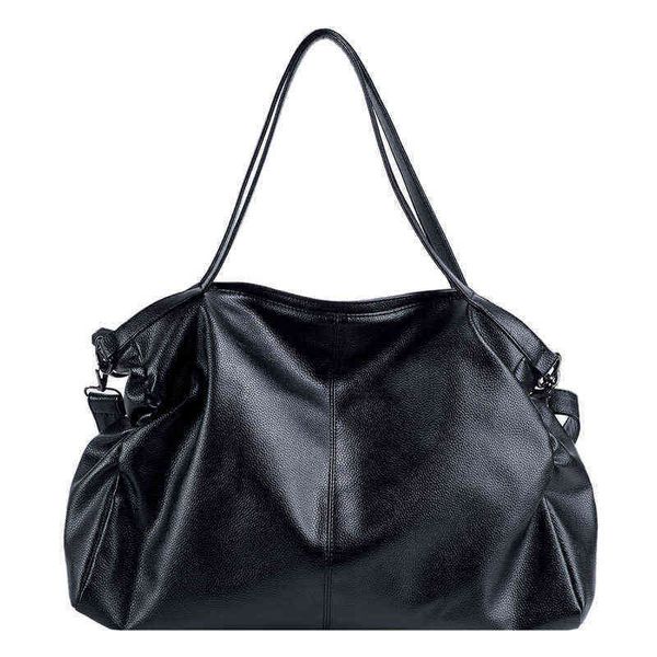 

big black shoulder bags for women large hobo shopper bag solid color quality soft leather crossbody handbag lady travel tote bag g220422
