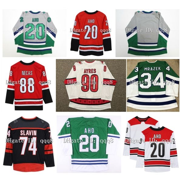 Maglia da hockey Sebastian Aho Tony DeAngelo Ron Francis Staal Andrei Svechnikov Jaccob Slavin Teuvo Teravainen Max Domi