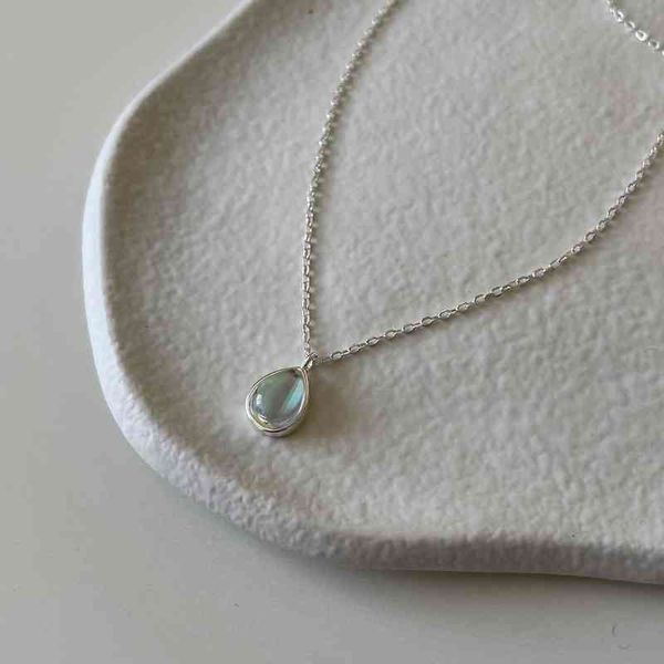 

chenfengfumeng s925 sterling silver water drop pendant short chain trendy necklace with box