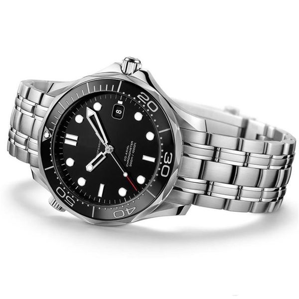 

outdoor planet master ocean mens watches rotatable bezel 43 mm blue dial automatic man wristwatch watch with dot hour markers2308, Slivery;brown