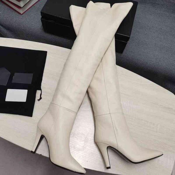 

boots boots women's leather high heels pointed heads folds decorations winter series, Black