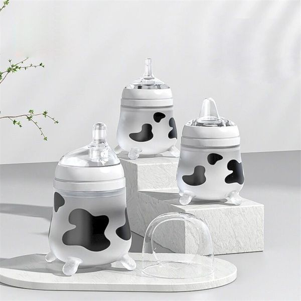 Silikon-Babyflasche, süße Kuh, imitiert Muttermilch für geborene Säuglinge, Anti-Koliken, Anti-Würgen, Milchfütterung, 220512