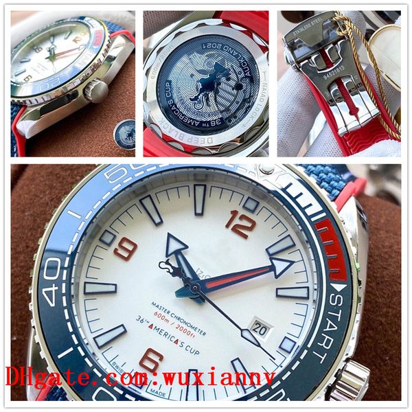 

2022 821a movement watches ceramic bezel sea 007 master planet ocean man 36th americas cup sport wristwatches james bond mens watch d40240