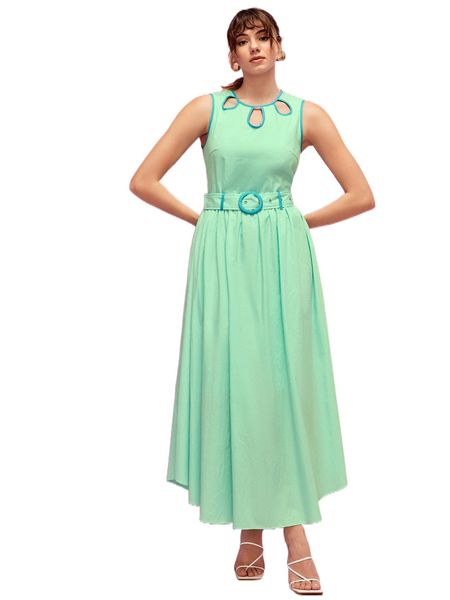 

x cali posh contrast binding o-ring belted dress u7hd#, Black;gray