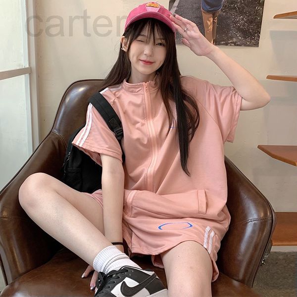

women's tracksuits designer pink short sleeved jacket sports suit women's summer 2022 new student loose casual shorts two-piece se, Gray