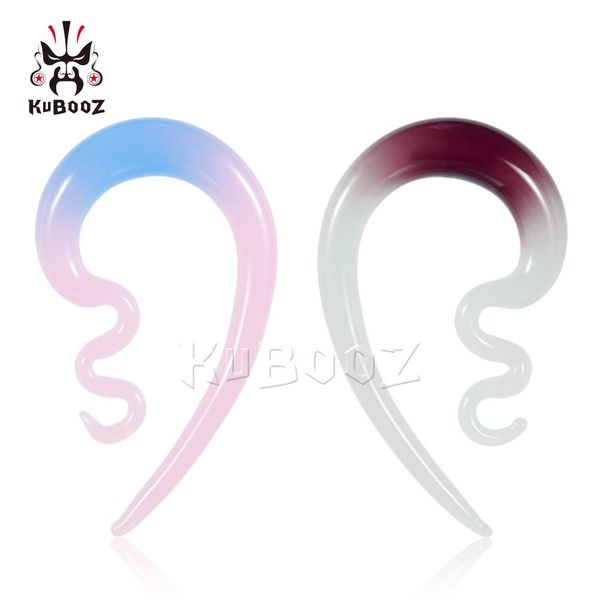 

kubooz glass ear hook ear weight tunnels earing plugs gauges piercing body jewelry wholesale 6mm to 1mm 18pcs, Silver