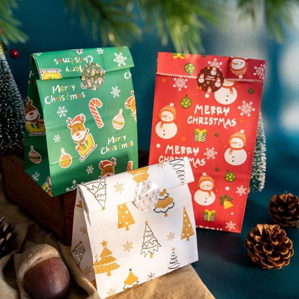 Hediye Sargısı 24 PCS Noel Goody Çantalar Klasik Tatil Tedavi Çantası Şeker Kağıt Sınıflar için Mühür Çıkartma ile Noel Partisi Favorsgift Wrapgift