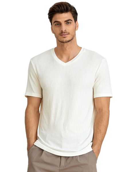 

men solid v neck tee s1af#, White;black