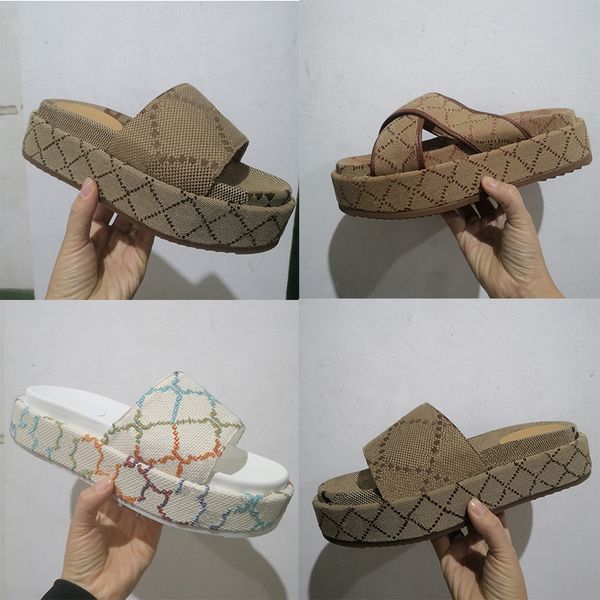 

2022 women fashion sandals embroidered canvas designer slides slip on slippers girls canvas covered platform brown indoor outdoor shoes, Black