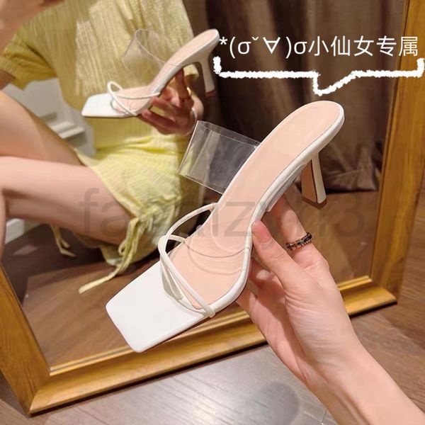 

sandals designer 22s summer new cross clip thin high-heeled sandals women's head transparent belt simple and versatile pc1v, Black