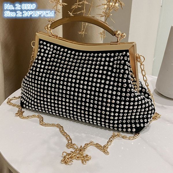 

Wholesale factory ladies shoulder bags 2 styles elegant diamond dinner bag sweet pearl chain handbag personality alloy edging fashion mobile phone coin purse 5811#, Silver2-053#