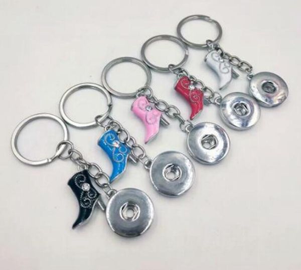 Keychains Fashion 25mm Key Metal Chain Keychain Jeia 18mm Botão Snap Cowboy Boots Mulheres Menino Bandeira do carro Presente