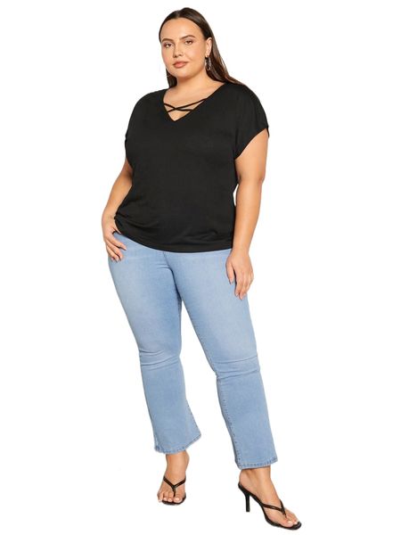 

evolu plus solid crisscross tee a4rl#, Black