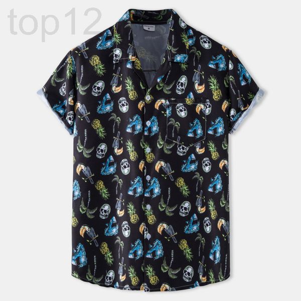

men's casual shirts designer 2022 hawaiian beach style cuban collar printed short sleeved pants national leisure suit batch 1dyp, White;black