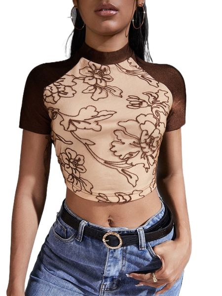 

sxy embroidery f.loral r.aglan s.leeve c.rop tee p50c#, White