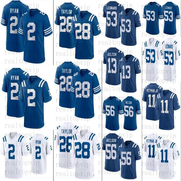 

2 matt ryan 56 quenton nelson 28 jonathan taylor football colt jerseys t.y. ty hilton 53 darius leonard shirt 11 michael pittman jr blue sti, Black;red