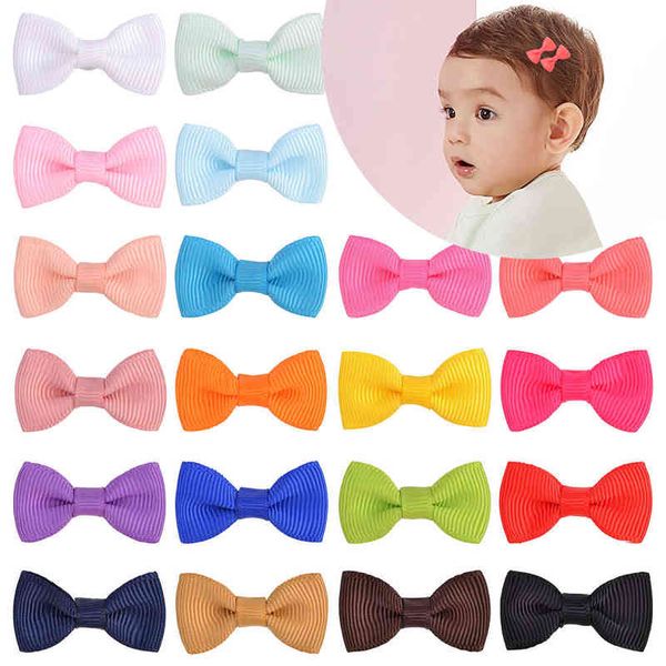 Elastici per capelli 20 pz/lotto 1.3 pollici solido bowknot con clip in metallo regalo dolce fermagli per capelli per bambina carino piccole forcine accessori per capelli per bambini AA220323