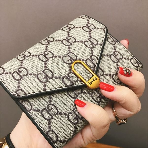 

new simple women's wallet short 30% small pocket card foreskin clip bags_model530s, Brown;gray