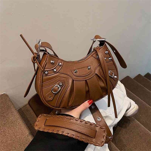 

bags rivet wrinkled dumpling bag new sling one shoulder texture messenger women's purse
