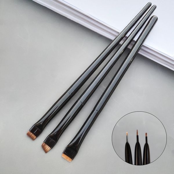 Klinge Gelb Wolf Haar Eyeliner Pinsel Auge Professionelle Make-Up Abgeschrägte Dünne Augenbraue Flache Dünne Lidschatten Pinsel Schönheit Werkzeug LT0069