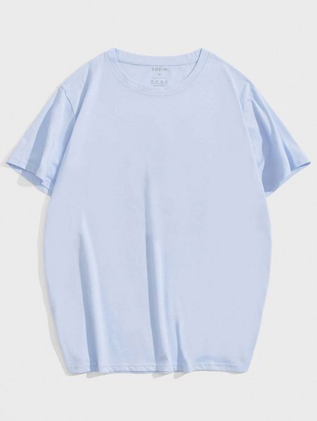 

men solid round neck tee 19n8#, White;black