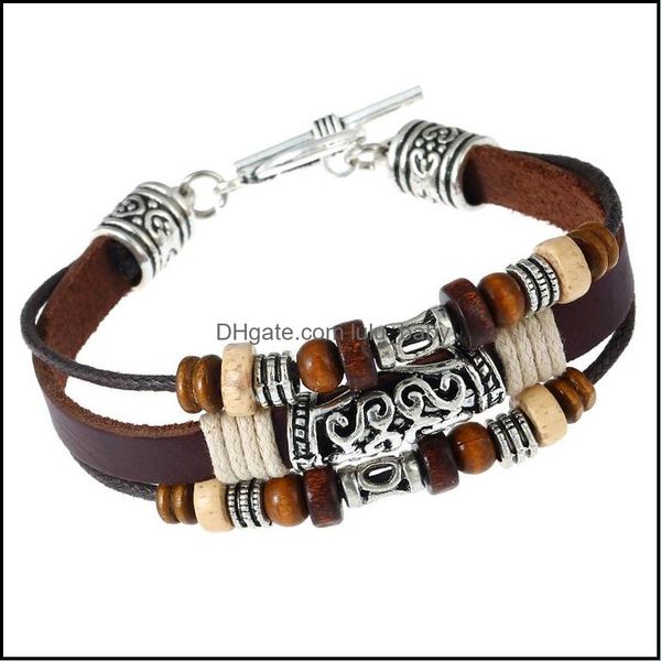 

link chain leather bracelet bangle accessories friend jewelry gift vintage couple punk braided bracelets drop delivery 2021 lulu dhulg, Black