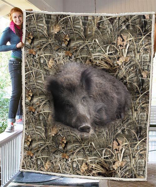 

boar hunting blanket huntbeus 3d full printed wearable blanket adults/kids fleece blanket home accessories drop shippng 220505