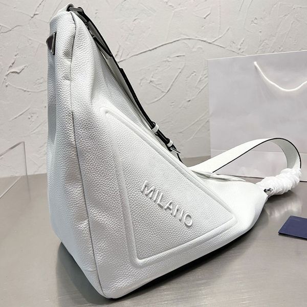 

large capacity crossbody bag women handbag shoulder purse fashion cowhide genuine leather zipper lettered printing grain leather triangular