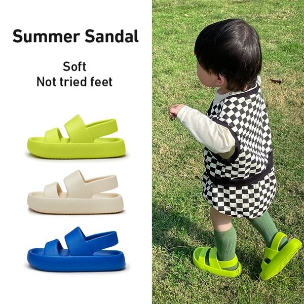 

utune kids sandals slippers 612y boys and girls two band slides thick sole toddler garden shoes soft outside beach pantufa 220616, Black;red