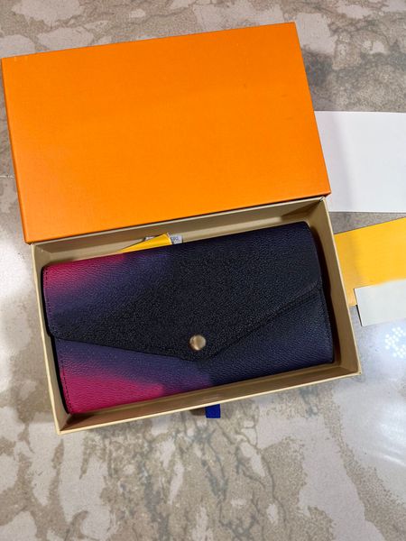 

new purse women handbag m81276 women luxury designer wallets l gradient monogrames original coated canvas holders credit card bag zipper wal, Red;black