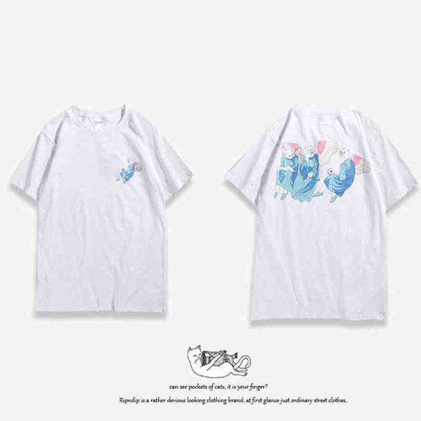 

fashion classic american brand ripndip mens t shirts designer animal cat t-shirts couple minority women tshirt oversize tees summer short s, White;black