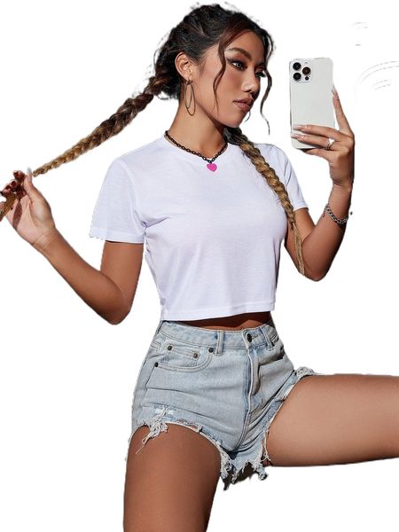 

solid crop tee p2mi#, White