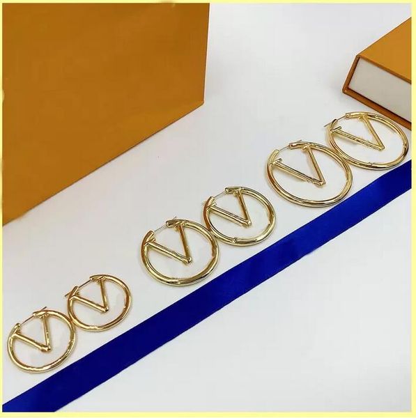 

women hoops earrings fashion womens big circle simple earring jewelry luxurys designer earrings letter l stud earring wholesale 21081205r, Golden;silver