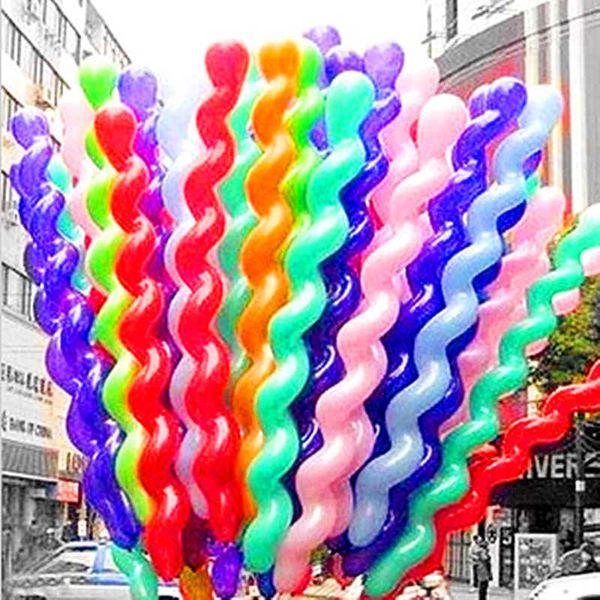 100 Stück Schraube gedrehte Spirale Verdickung lange Latex-Form Ballon aufblasbare Spielzeuge Mix Farbe Großhandel Bar KTV Party Supplies Streifen