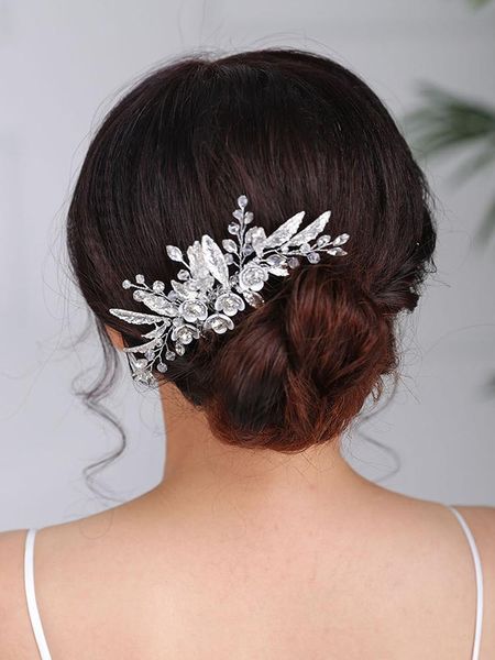 Copricapo Arrivo Fiori da sposa fatti a mano Pettine per capelli Copricapo d'argento Acconciature da sposa Gioielli Fascinators per le donneCopricapo