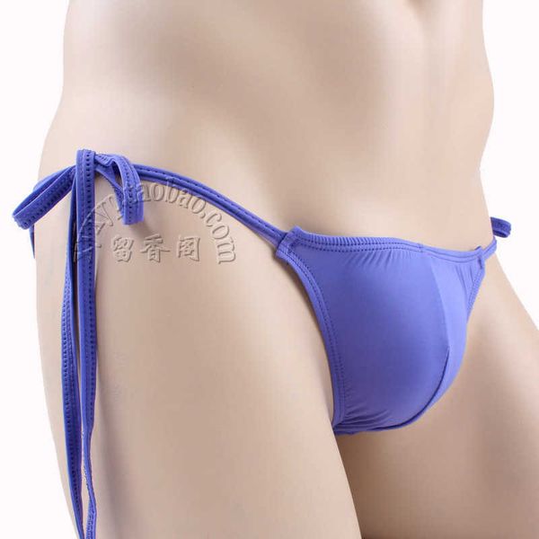 

2022 adultshop ye zimei' lace up briefs men' transparent ice silk perspective underwear, Red;black