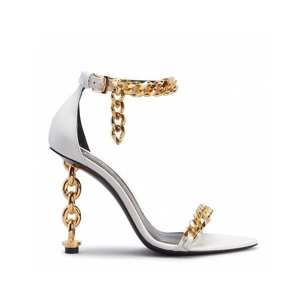 

sandals famous designer women stilettos .5cm luxury ladies shoes sheepskin sandal chain buckle leather slides ladies banquet shoe 35-42, Black