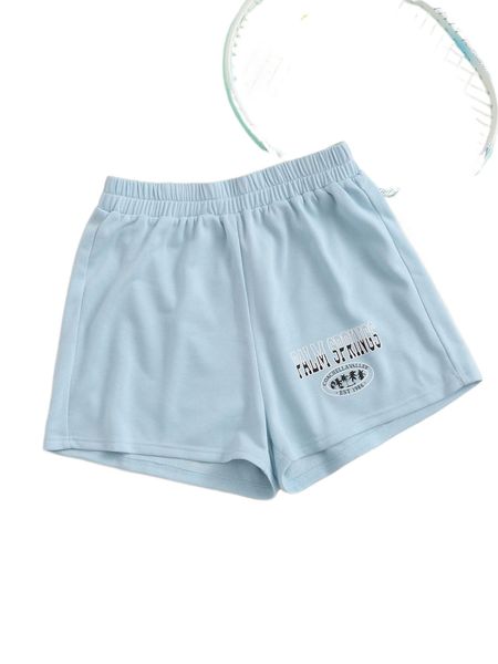 

letter graphic elastic waist shorts o7rn#, White;black