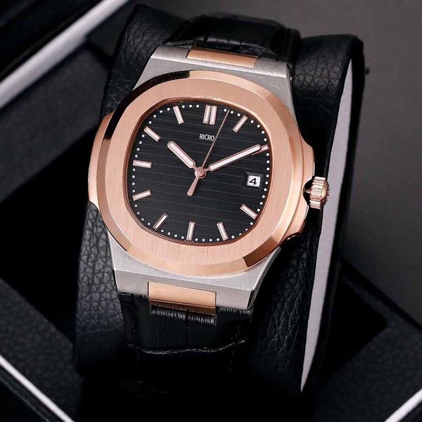 

men's mechanical watch 316 fine steel 40mm size automatic movement cowhide watchband luminous sports leisure series, Slivery;brown