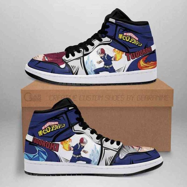 

todoroki so sneakers custom my hero academia anime shoes, Black