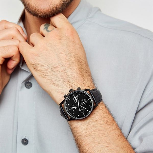 

switzerland hazeal luxury designer watch men automatic japan quartz movement male wristwatch fashion reloj hombre leather 2020 t200409, Slivery;brown