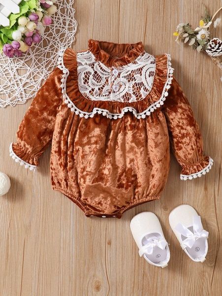 

baby velvet lace stitched flounce vest she, Blue