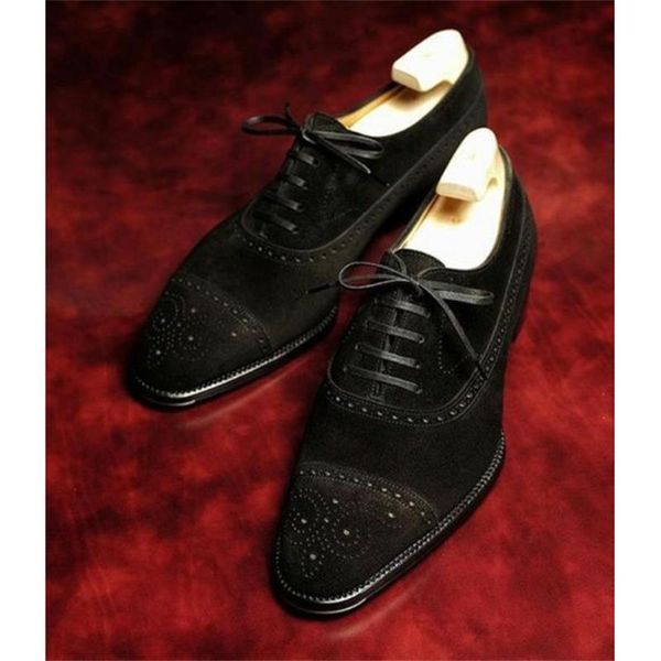 

Men Oxford Brogues Faux Suede Pointed Toe Solid Color Carved Lace Up Classic Fashion Business Casual Retro Everyday Dress Shoes, Clear