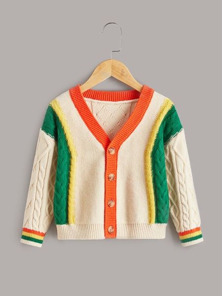 

toddler boys colorblock drop shoulder cable knit cardigan she, Blue