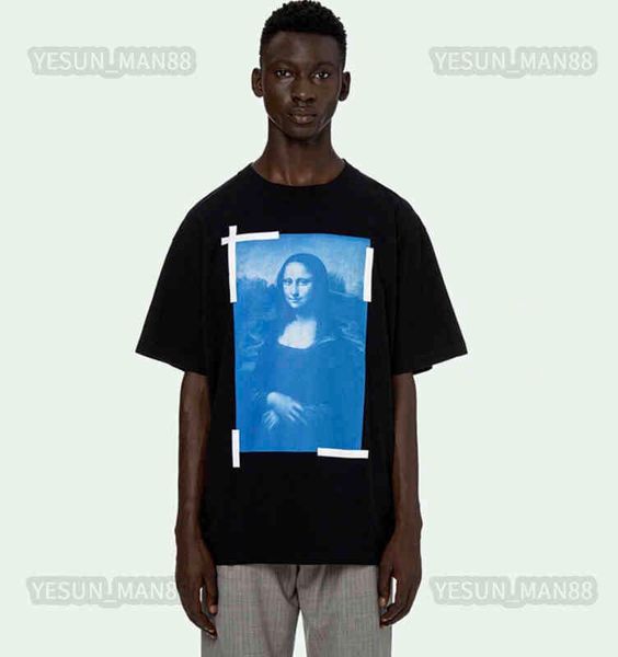 

designer luxury summer off classic mona lisa oil painting printed t shirt fashion mens and womens round collar white black tee