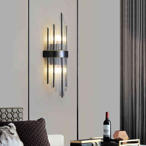 

pendant lamps postmodern all copper light luxury crystal wall lamp nordic living room tv background bedroom bedside net red moon shadow