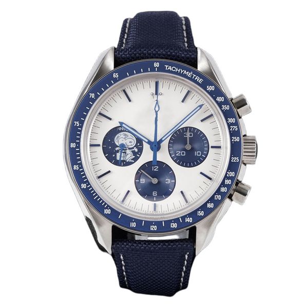 

classic manual mechanical men's watch 42 mm blue nylon strap sapphire mirror 7750 movement ceramic case fashion 007 2022, Slivery;brown