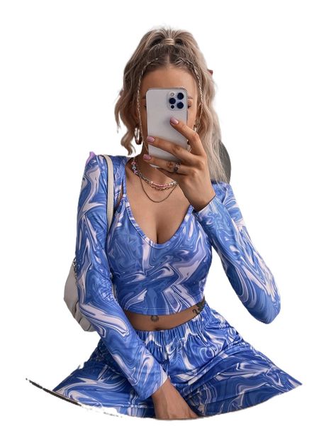 

tie dye print cami with bolero c55b#, White