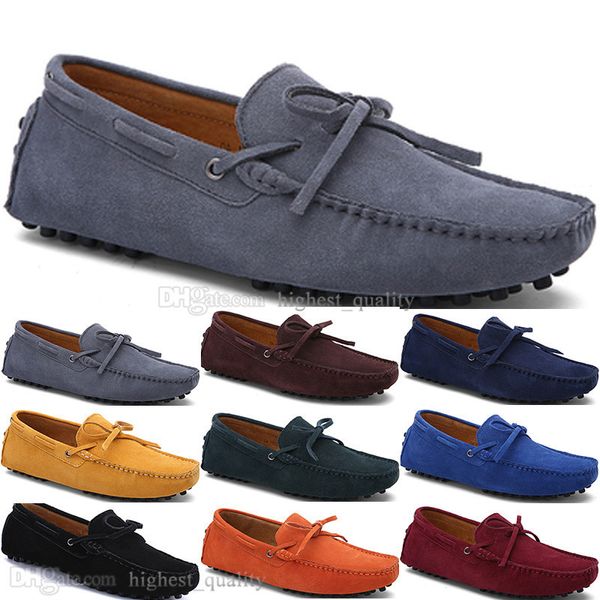 2146 Nova Moda Mens Casual Sapatos de Couro Estilo Britânico Primavera Casal Genuine Ervilhas Scrub Homens Riving Homem Preguiçoso Overshoes Exterior Confortável Respirável Black Yellow